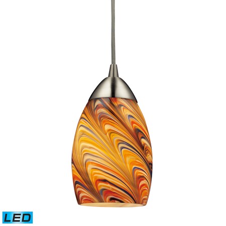 ELK LIGHTING Mini Vortex 1-Lght Mini Pndnt Satin Nckl w/Multi-colored Glass 10089/1RV-LED